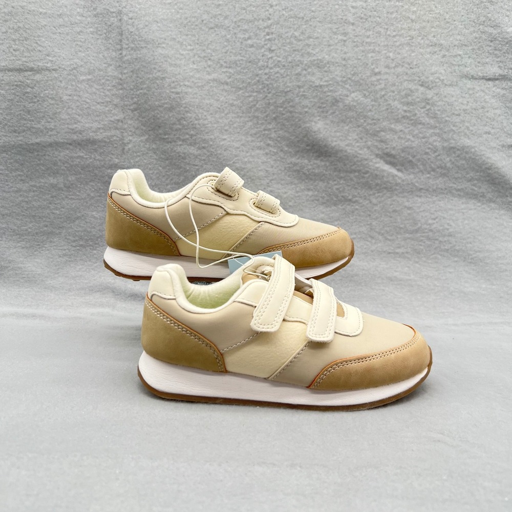Cat & Jack Charlie Beige Tan Kids Sneakers Hook Loop Straps Size 12 NWT